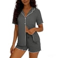 thumbnail image 6 of Miqool Pajamas Set for Women Short Sleeve Soft Sleepwear Button Down Pjs 2 Piece Lounge Sets S-XXL, 6 of 6