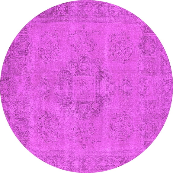Ahgly Company Indoor Round Oriental Pink Industrial Area Rugs, 4' Round