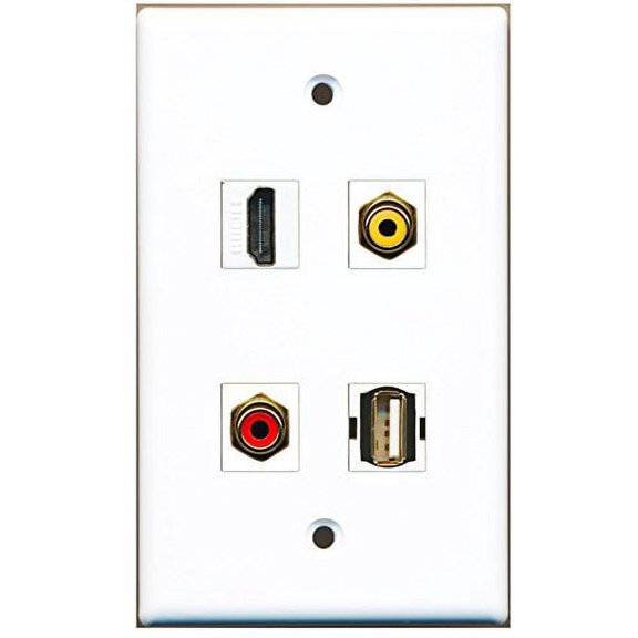 RiteAV - 1 Port HDMI 1 Port RCA Red 1 Port RCA Yellow 1 Port USB A-A Wall Plate