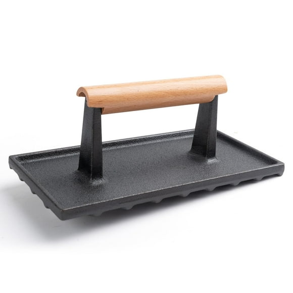 Prensa de tocino SHINESTAR de hierro fundido para plancha Blackstone, 20 x 10 cm