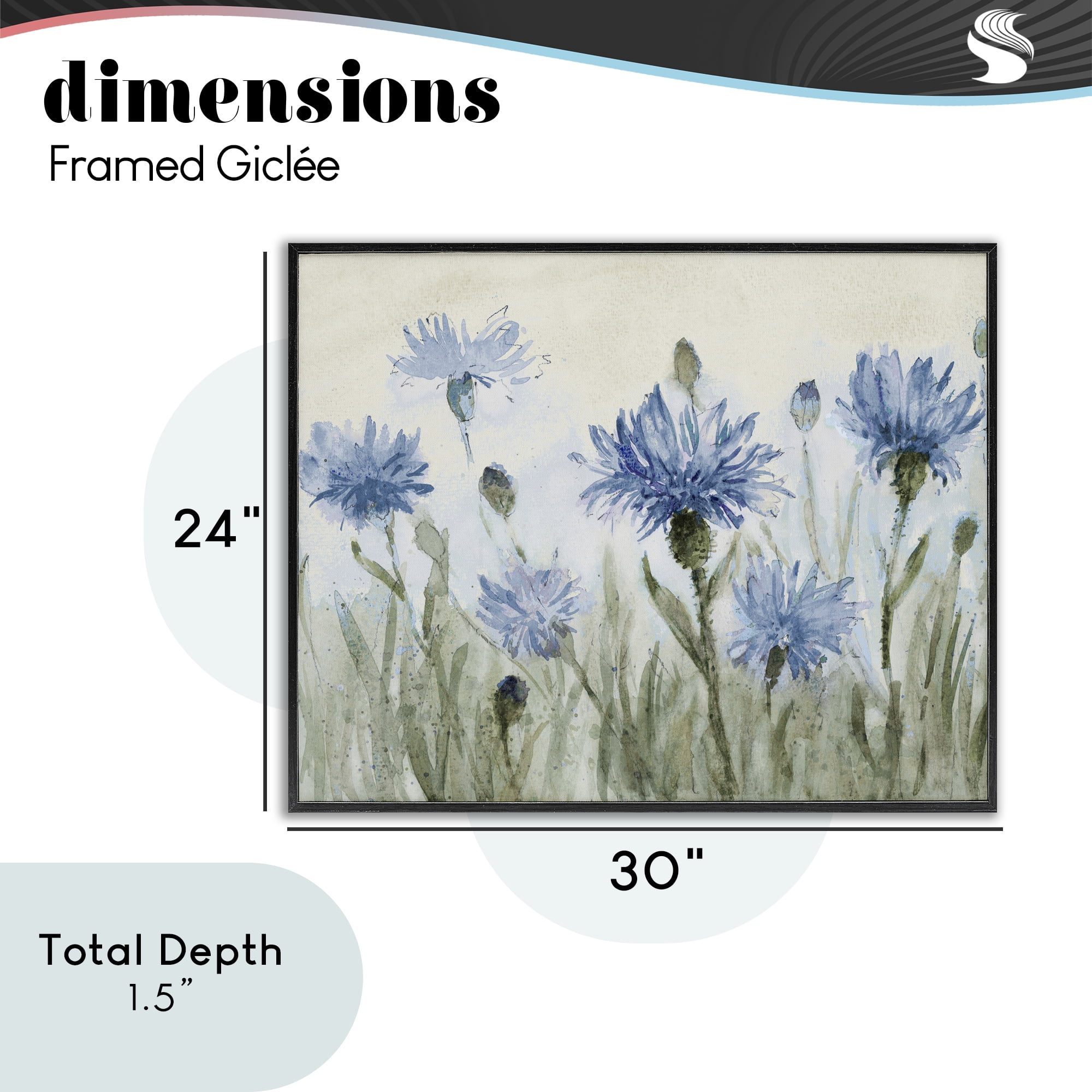 Stupell Industries Blue Cornflowers Meadow Black Framed Giclee Art, design by Lanie Loreth