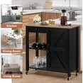 thumbnail image 5 of Catrimown Kitchen Cart and Island with Wheels, Mobile Rolling Microwave Cart with Storage and Drawer, Coffee Cart, Black, 5 of 7