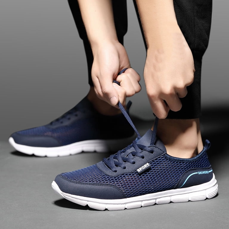 Mens Sneakers Breathable Mesh Lace up Running Shoes Comfy 