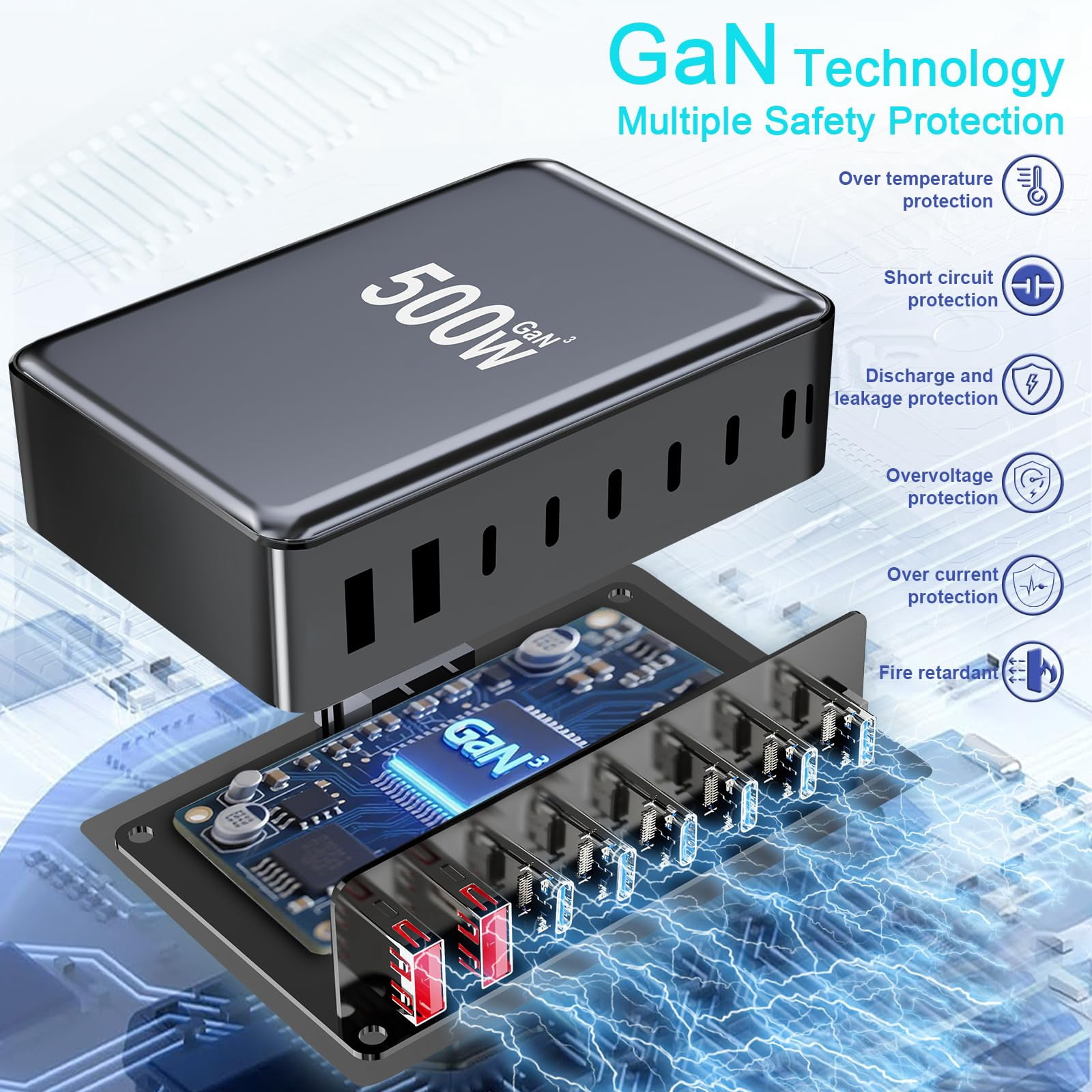 800W USB C Fast Charger Block, 10 Port USB Charging Station, GaN  Pro Double 140W PD PPS Port Fast Charging Station,Laptop Wall Charger Compatible with HP,DELL,MacBook Pro,iPhone 16,Galaxy S24