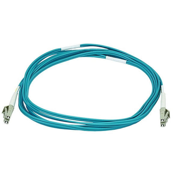 Monoprice Fiber Optic Cable - 3 Meter - Aqua | LC to LC, OM3, 50/125 Type, Multi Mode, 10Gb, Duplex