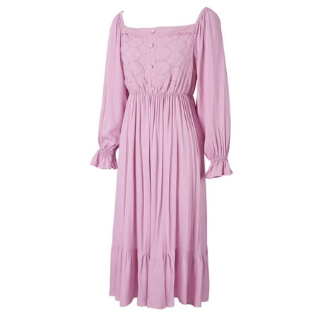

Hazel Tech Senior Sense of Temperament Female Long Skirt Spring Autumn Gentle Wind Fairy Gas High-end Waist Chic Stunning Pure Color Dress