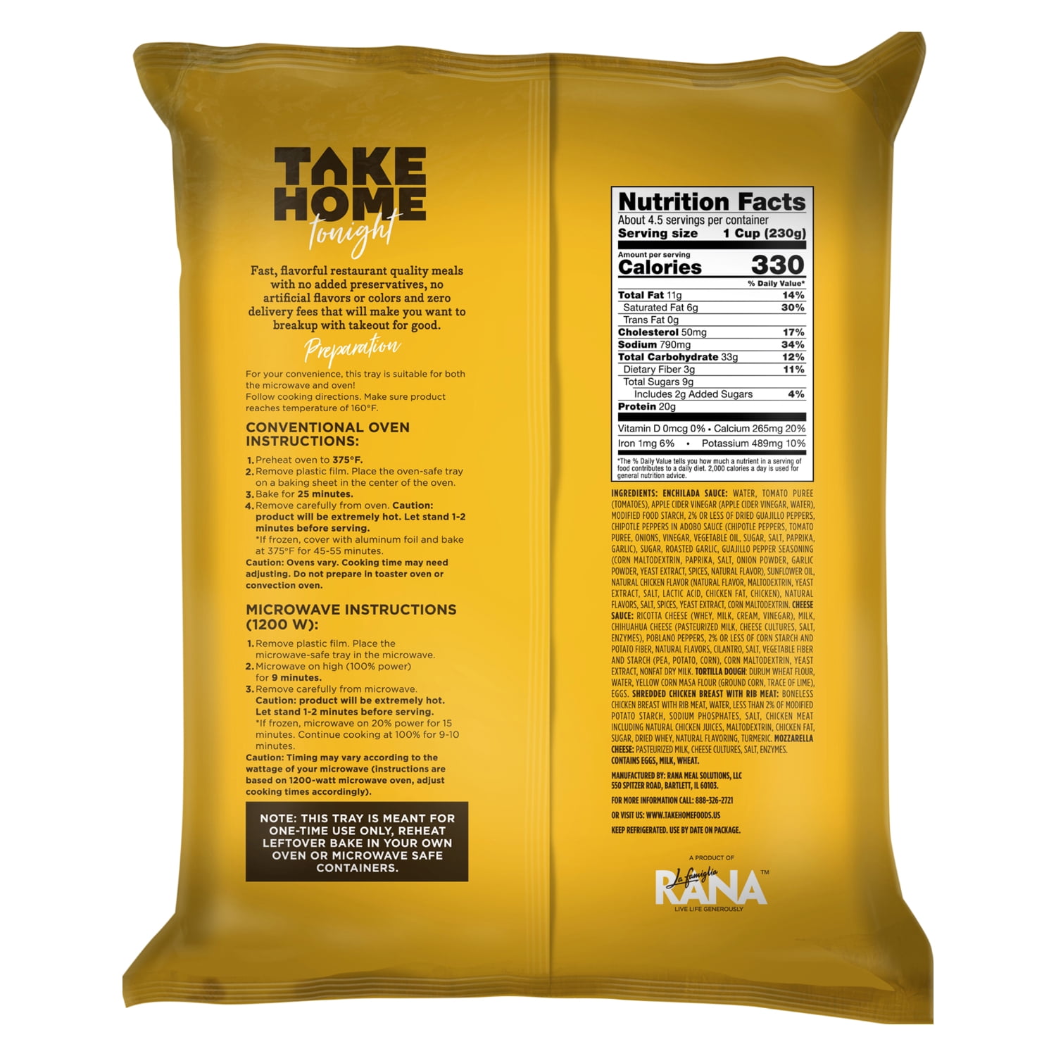 Take Home Tonight Chicken Enchilada Bake, Family Size, 38 oz, Refrigerated