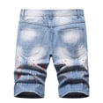 thumbnail image 3 of cllios Men Denim Shorts Summer Classic Fit Jean Shorts Fashion Ripped Distressed Casual Jean Shorts Slim Fit Holes Denim Shorts, 3 of 8