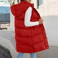 thumbnail image 6 of ZHYou Long Puffer Vest for Women Quilted Hooded Vest Padded Sleeveless Coat Jackets with Pockets,Red,Size:XL, 6 of 7