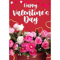 America Forever Flags Double Sided House Flag - Happy Valentine's Day - 28 x 40 Inches, Happy Valentine's Day Love Hearts House Flag, Seasonal Yard Outdoor Holiday Decorative Flag