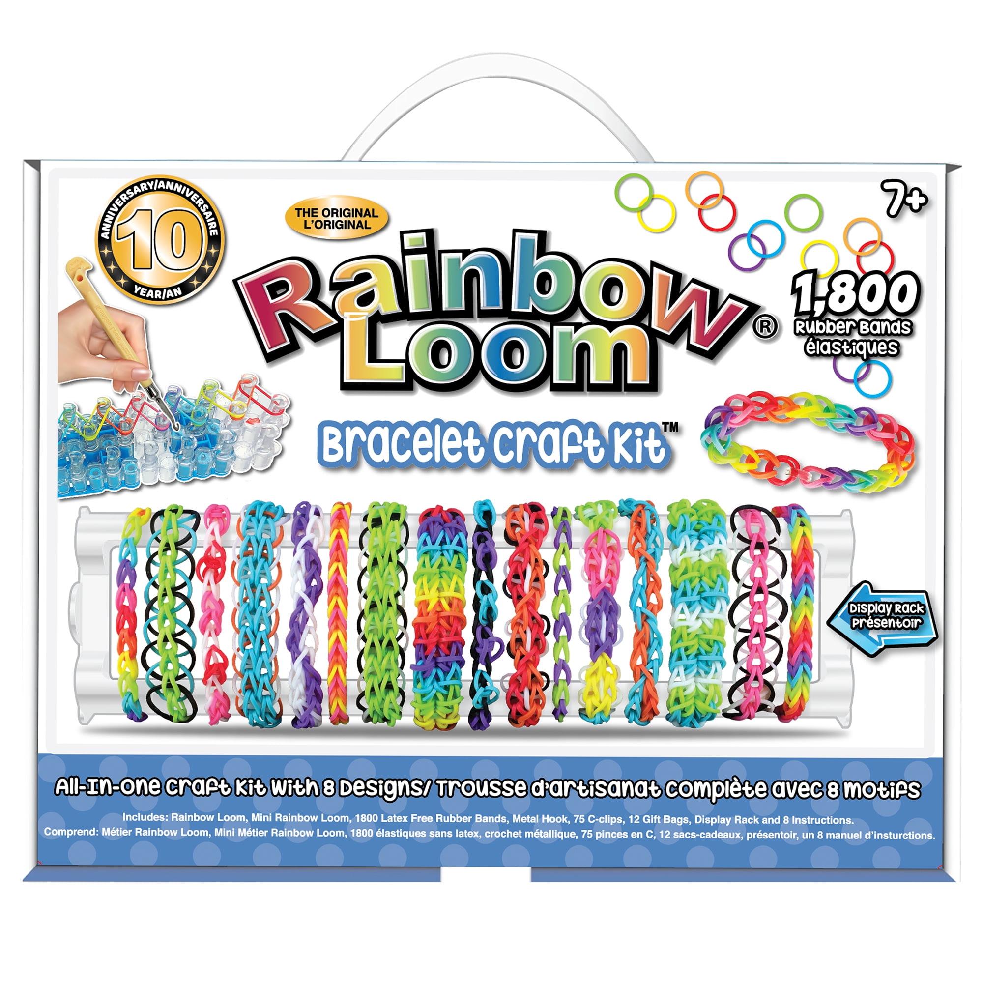 slang deeltje Reis Rainbow Loom- Rubber Band Bracelet Craft Kit, 1,800 Rubber Bands Included,  8 Different Designs to Create, 5 Compartments For Easy Storage, High  Quality Craft for Ages 7 and Up - Walmart.com
