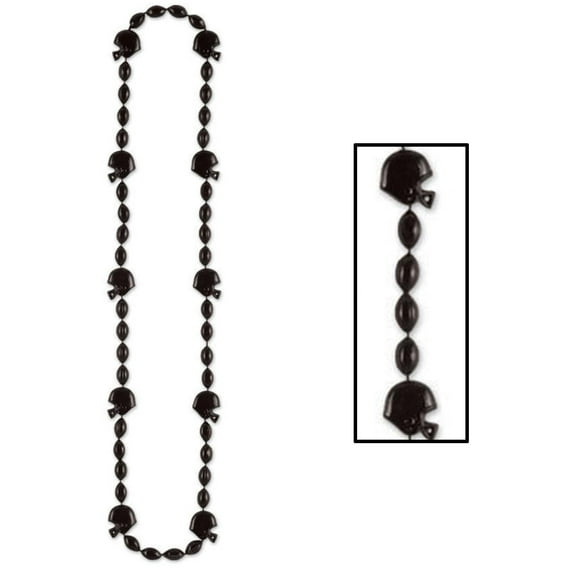 12 Pack Beistle Football Party Bead Necklaces - Black