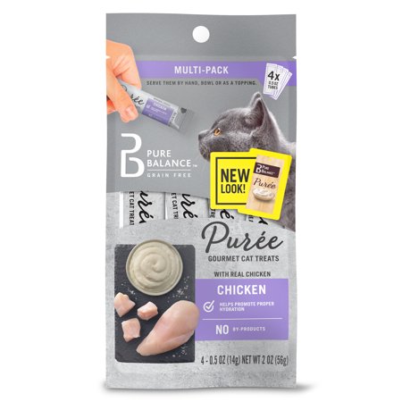 Pure Balance Puree Gourmet Cat Treats with Real Chicken, 0.5 oz, 4 Count