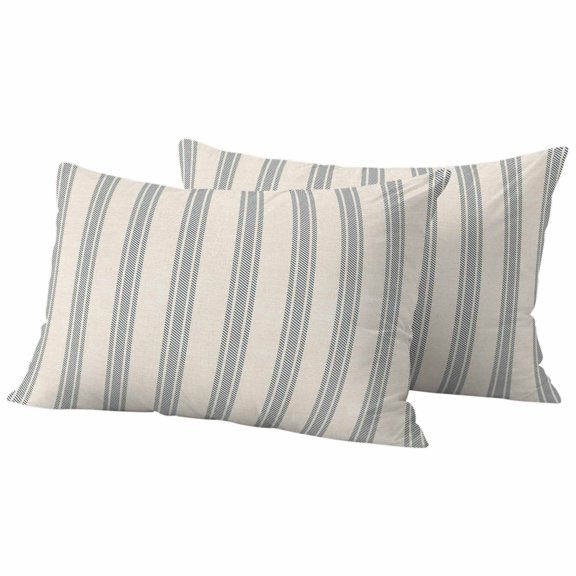 Blue Striped Outdoor Pillow Covers 20"x12" Set of 2, Waterproof Throw Pillow Covers for Patio Furniture, Modern Farmhouse Stripes Rustic Decorative Cushion Pillowcases for Garden Porch Couch Sofa