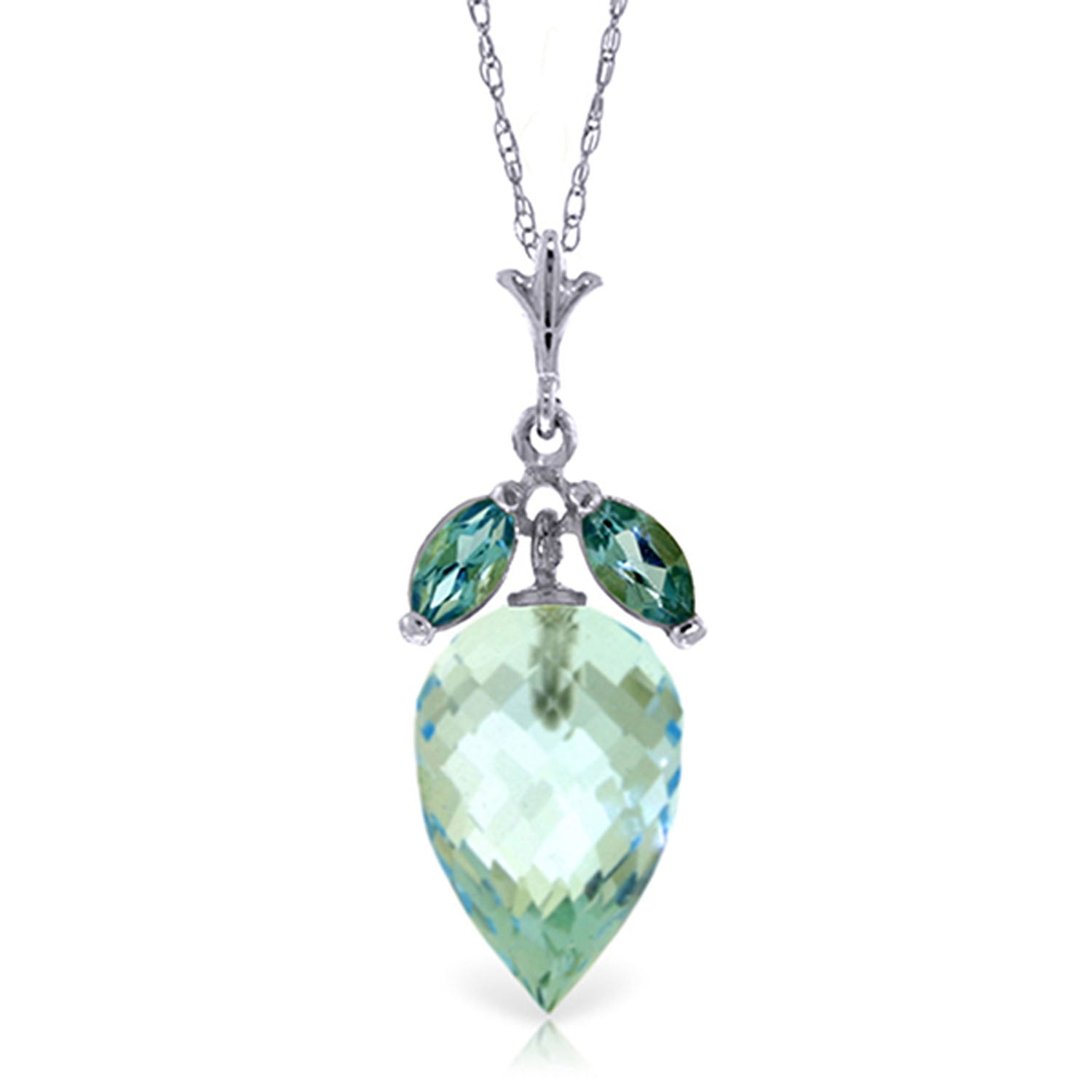 Galaxy Gold 14K Solid Gold Natural Blue Topaz Marquise Necklace for Women - White Gold Fine Jewelry