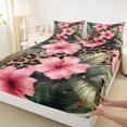 thumbnail image 3 of jejeloiu Rustic Floral Twin Sheet Set (3-Piece) Leopard Monstera Leaf Ultra Soft Decor For Teens, 3 of 7