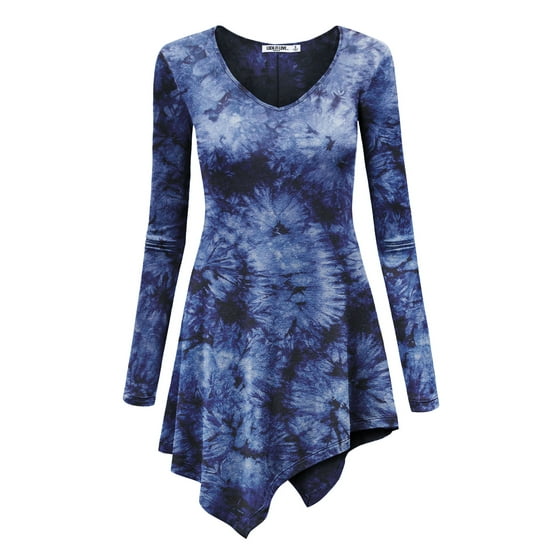 Made by Johnny - MBJ WT1062 Womens V Neck Long Sleeve Tie Dye ...