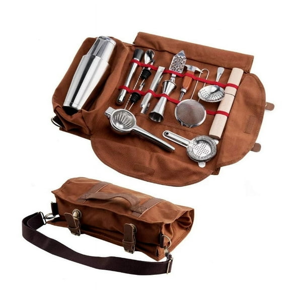 Bar Bartender Carrying Bag Canvas Toolkit Pack Tools Shaker Set Storage Only