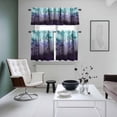 thumbnail image 4 of Teal Purple Forest Kitchen Curtains Sets for Windows 36 Inch Length, Vintage Foggy Woods Tree Rod Pocket Window Treatments Tier Curtains and Valances Set for Bedroom/Bathroom, 4 of 8
