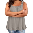 thumbnail image 4 of Aoochasliy Women Plus Size Camisole Tank Top with Lace Ruffled Hem Sleeveless Cami Blouse Casual Solid Color Spaghetti Straps Soft Lightweight Loose Fit Stretch Top, 4 of 9