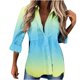 thumbnail image 2 of ICHUANYI Clearance Women Casual Printed Long Sleeve Turn-down Collar Cardigan Blouse Tops(Light Blue, S) ICHUANYI WER2023081509525, 2 of 4