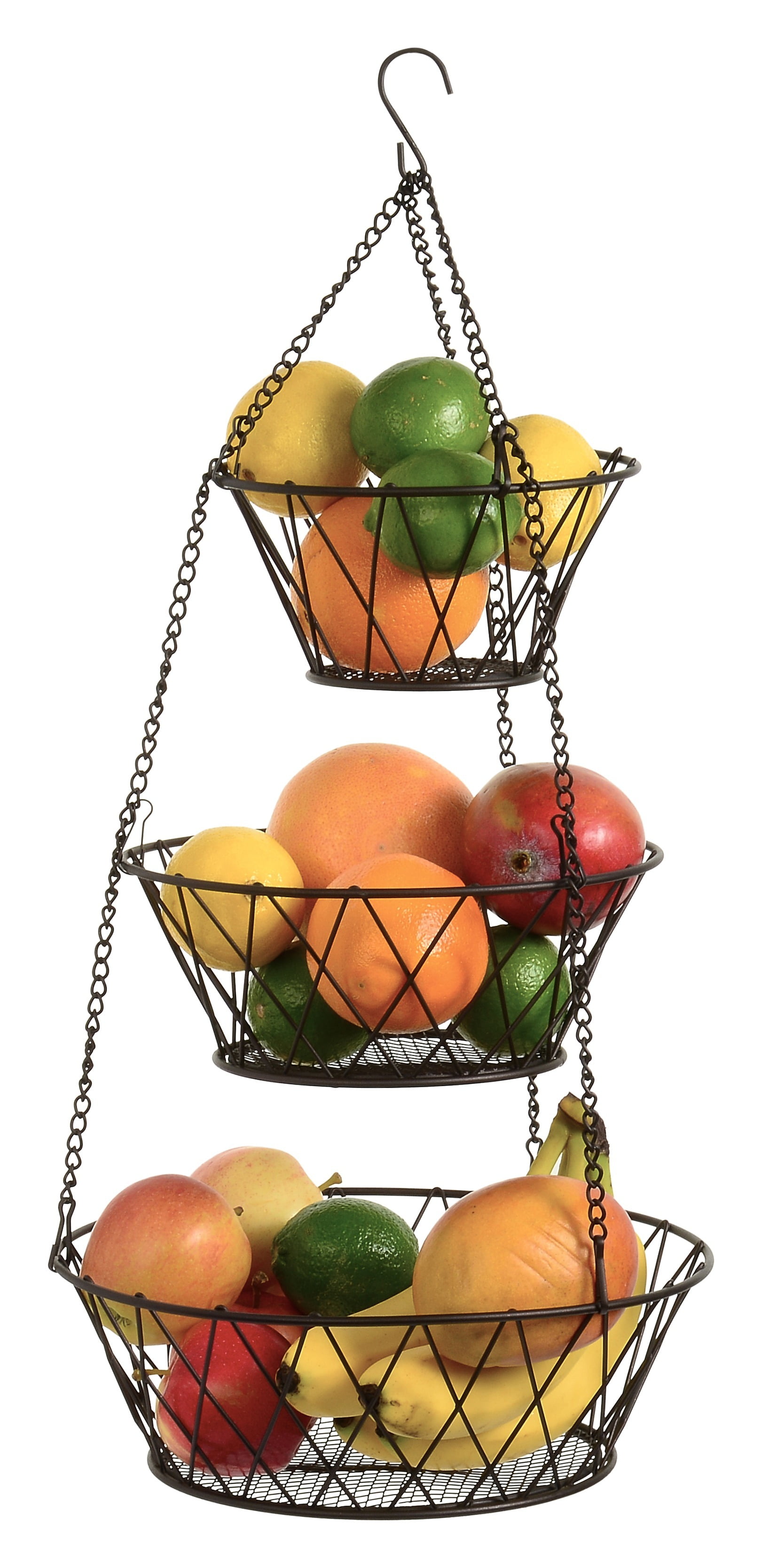 Heavy Duty 3 Tier Hanging Kitchen Bronze Fruit Basket