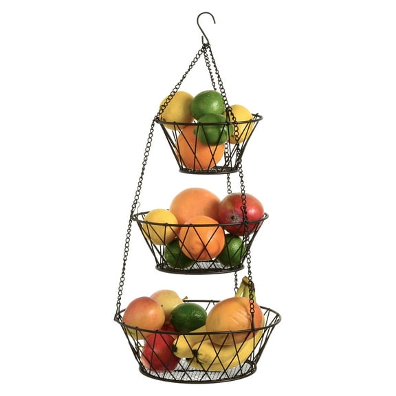 Heavy Duty - 3 Tier Hanging Kitchen Bronze Fruit Basket