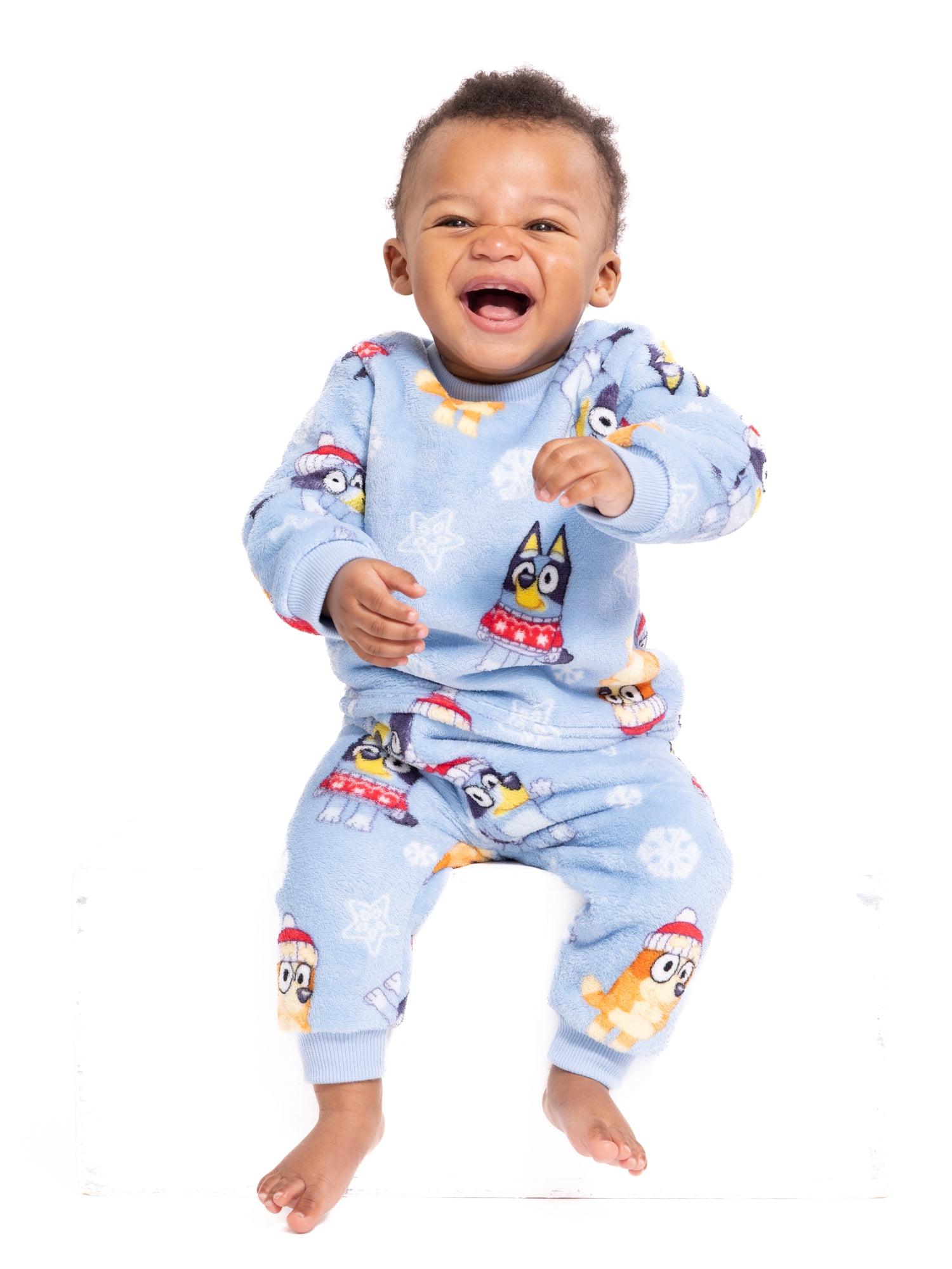 Christmas Bluey Unisex Baby Print Plush Top and Pants Set, 2-Piece, Sizes Newborn-24M