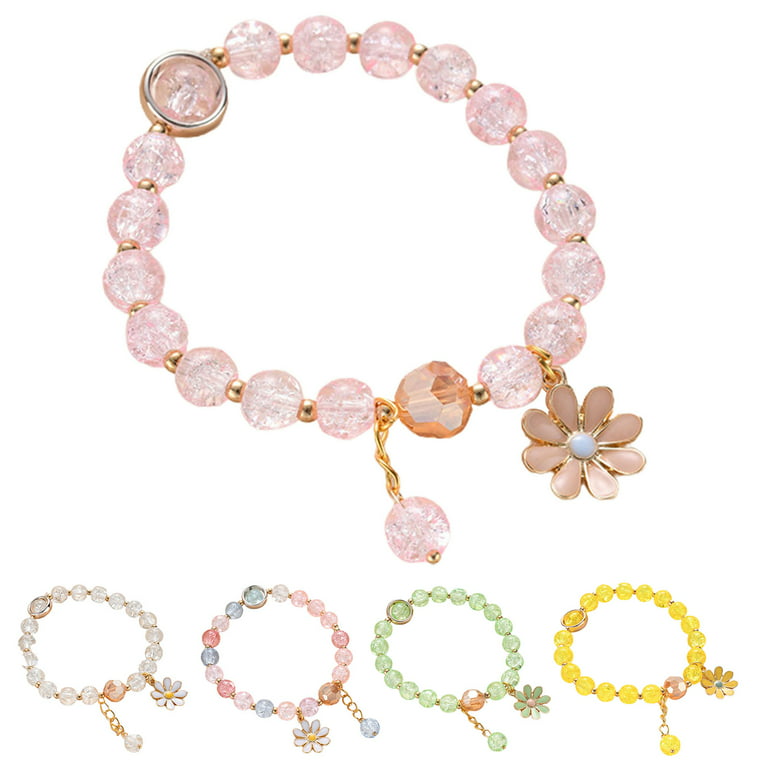 Korean Fashion Daisy Flower Bracelets For Women Full Flower Chain  Adjustable Charm Bracelet Bangles Girls Party Wedding Jewelry