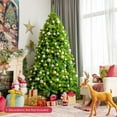 thumbnail image 2 of Costway 7.5ft Green Flocked Hinged Artificial Christmas Tree w/ Metal Stand Green, 2 of 10