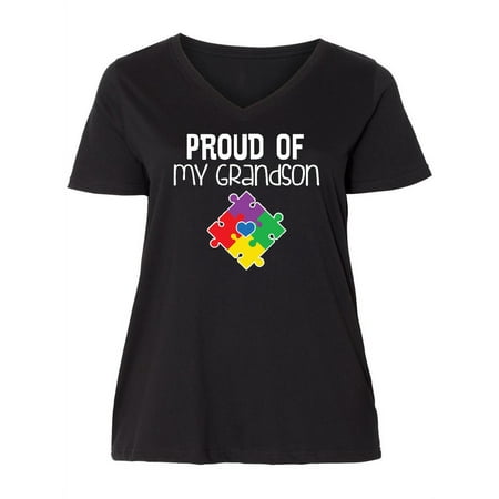 

Inktastic Autism Awareness Proud of my Grandson Women s Plus Size V-Neck