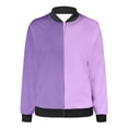 thumbnail image 5 of Bomber Jacket Coats for Women Color Block Zip Up Long Sleeve Stand Collar Windbreaker Fall Fashion Work Outerwear with Pockets, 5 of 5