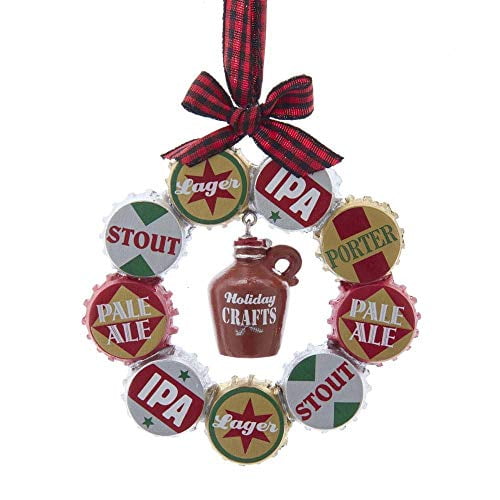 Kurt Adler 3.25-Inch Beer Bottle Cap Wreath Christmas Ornament