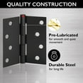 thumbnail image 5 of Design House 3-Pack 4" H x .125" Radius Square Interior/Exterior Door Hinges, Matte Black, 5 of 14