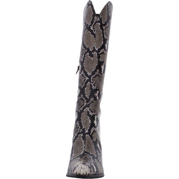 INC Womens Beige Animal Print Pointed Toe Block Heel Zip-Up Dress Western Boot 9.5