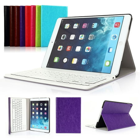 for Apple iPad Air 1/ iPad 2017 NEW 9.7''  Wireless Bluetooth Keyboard Ultra Slim Folding Leather Folio Smart Case Cover With Stand+Removable Keyboard 