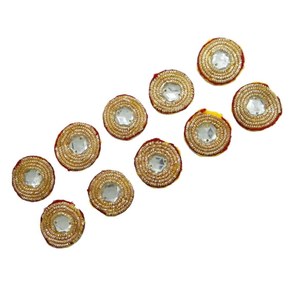 Round Shape Beaded Sequins Appliques Decorative Applique Sewing Craft 12 Pieces