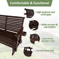 thumbnail image 5 of Fortune Candy Wood Patio Glider 2-Seater with High Roll Back and Deep Contoured Seat, for Outdoor Patio Garden, Deep Brown, 5 of 8