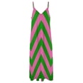 thumbnail image 6 of Pink Green Zig Zag Pattern Sleeveless Suspender Dress Summer Fashion Casual Long Dress, 6 of 9