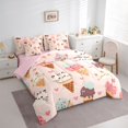 thumbnail image 2 of Manfei Ice Cream Cat Twin Bedding, Cartoon Love Heart Bedding Comforter Set, Pink, Pink Reversible, 7pcs, 2 of 6