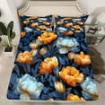 thumbnail image 2 of Homewish Rustic Flower Floral Bed Sheets,Country Plant King Sheets,Blue Orange Sheet Set For Teens,Luxury Bedroom Decor,4 Pieces, 2 of 7