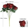thumbnail image 3 of Artificial Burgundy Flowers 16 Inches Artificial Silk Rose Faux Rose Mother's Day Bouquet 9 Heads Vintage Rose For Diy Wedding Table Centerpiece Party, 3 of 5