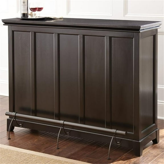 Kingfisher Lane Counter Height Home Bar with Foot Rail in Ebony Brown