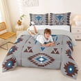 thumbnail image 3 of jejeloiu Calm Western Full Size Comforter Sets,Serene Print Bedding Comforter Set For Boys,Gray Blue,Light Gray Reversible,3pcs,1 Comforter and 2 Pillowcases, 3 of 7