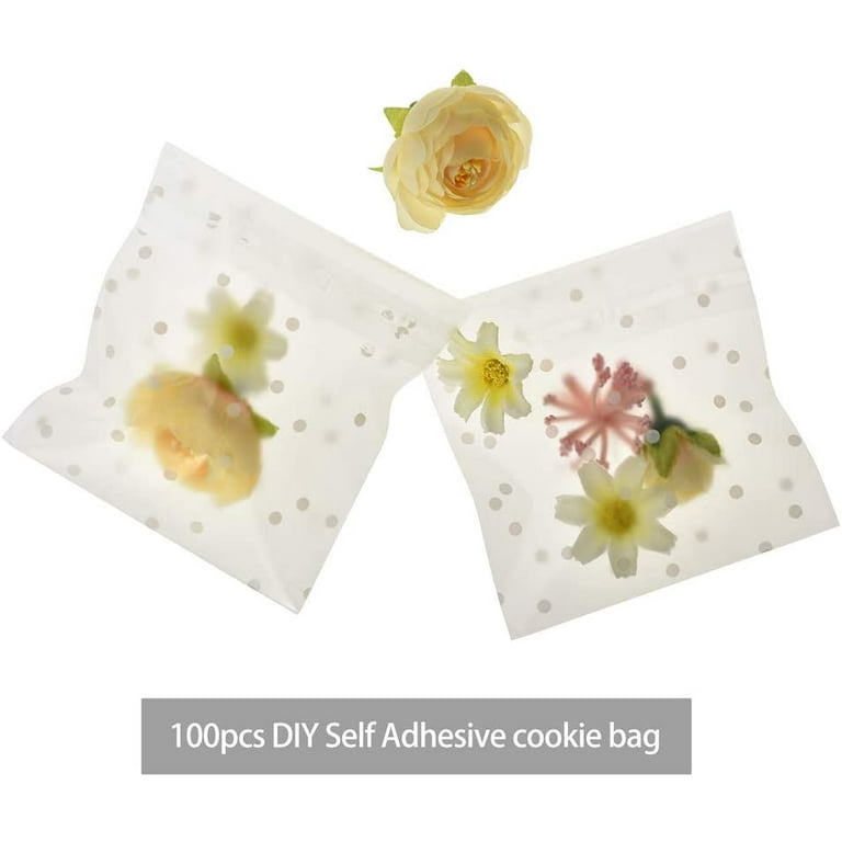 100pcs Small Transparent Plastic Candy Bag Pouch Self-adhesive Cellophane  Bags Packaging Bag Cookie Sandwich Chocolates Beads Jewelry Gift(1015cm)