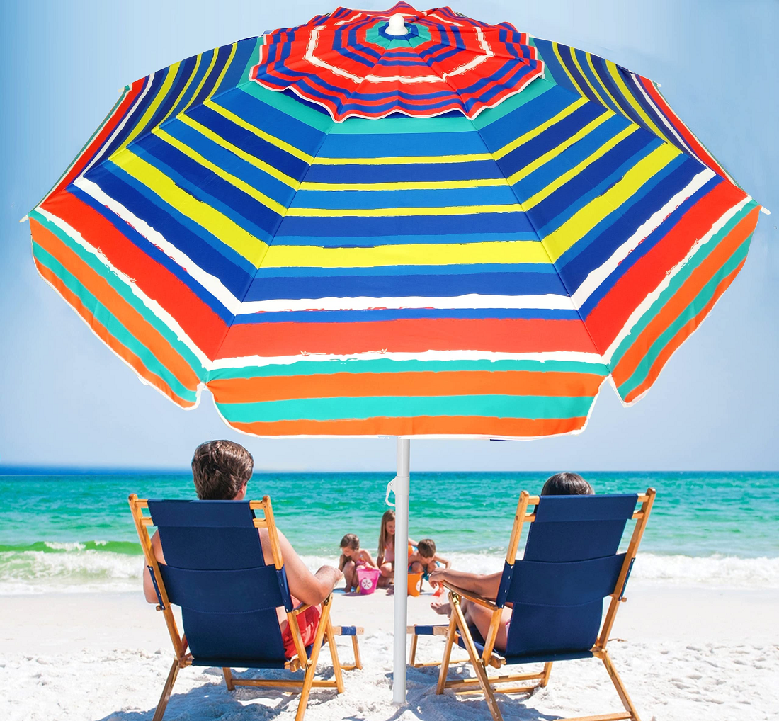 AMMSUN 6ft Outdoor Patio Beach Umbrella Sun Shelter with Fringe UV50+ 