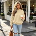 thumbnail image 4 of Women's Mock Neck Sweatshirt, Oversized Long Sleeve Casual Tops for Daily Outdoor Fall Winter Street Wear Beige 3XL, 4 of 8