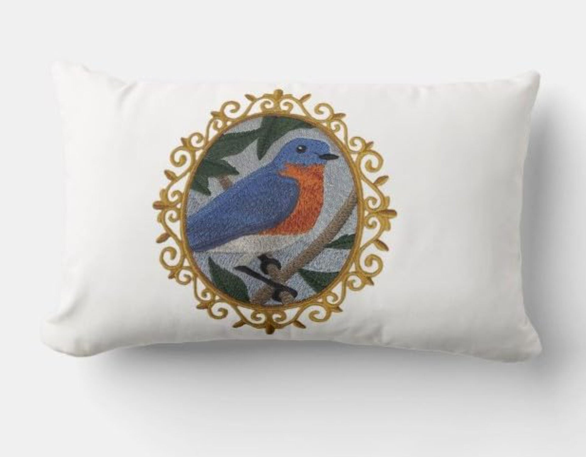 Beyond Vision Custom Bird Bluebird Cameo Embroidery Iron On/Sew Patch (4.86" x 5.72")