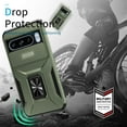 thumbnail image 2 of Dteck for Google Pixel 8 Pro Case with Slide Camera Protector, Rotating Ring Kickstand Military Grade Shockproof Heavy Duty Protective Cover for Google Pixel 8 Pro,Green, 2 of 8