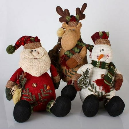 3 Modern Lodge Santa Claus, Moose & Snowman Christmas Table Top Decorations 14"